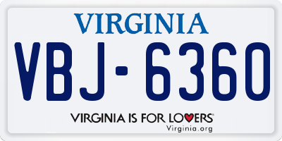 VA license plate VBJ6360
