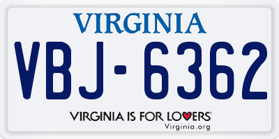 VA license plate VBJ6362