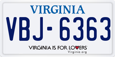 VA license plate VBJ6363