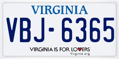 VA license plate VBJ6365