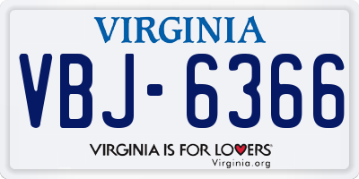 VA license plate VBJ6366