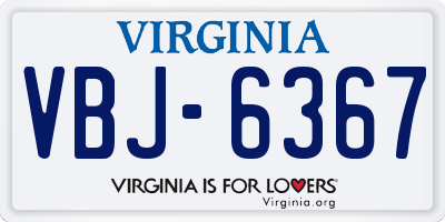 VA license plate VBJ6367