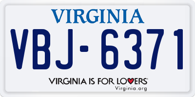 VA license plate VBJ6371