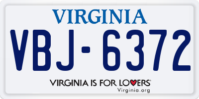 VA license plate VBJ6372