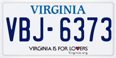 VA license plate VBJ6373
