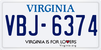VA license plate VBJ6374