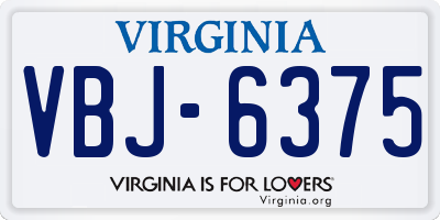 VA license plate VBJ6375