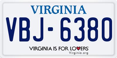 VA license plate VBJ6380