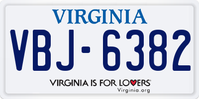 VA license plate VBJ6382
