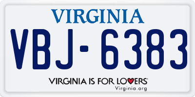VA license plate VBJ6383