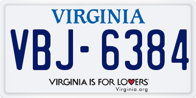 VA license plate VBJ6384