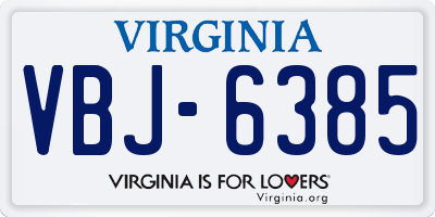VA license plate VBJ6385