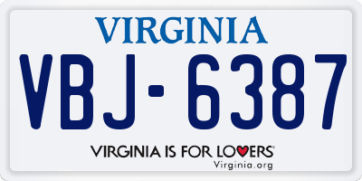 VA license plate VBJ6387