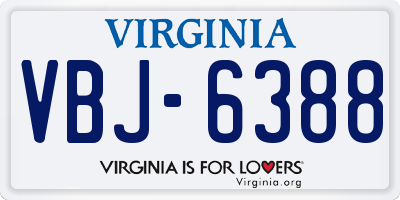 VA license plate VBJ6388