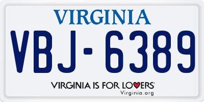 VA license plate VBJ6389