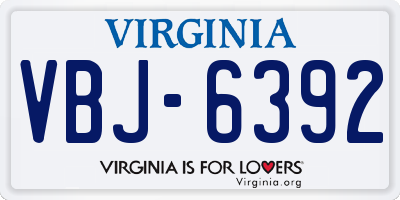 VA license plate VBJ6392