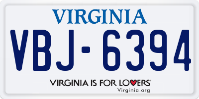 VA license plate VBJ6394