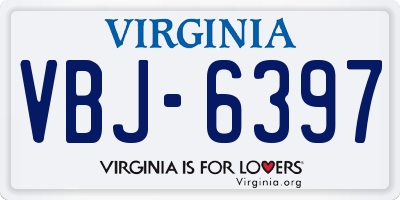 VA license plate VBJ6397