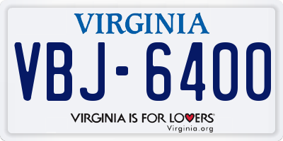 VA license plate VBJ6400