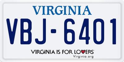 VA license plate VBJ6401