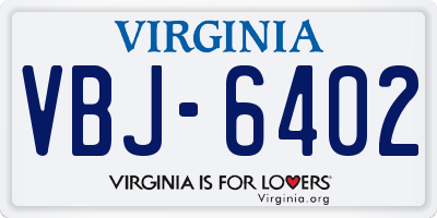 VA license plate VBJ6402