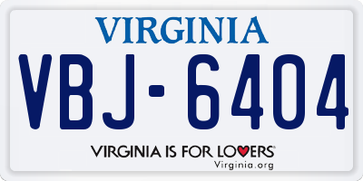 VA license plate VBJ6404