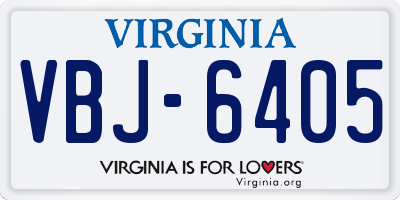 VA license plate VBJ6405
