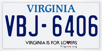VA license plate VBJ6406