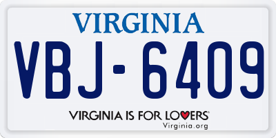 VA license plate VBJ6409