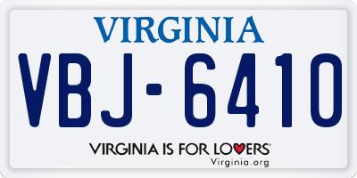 VA license plate VBJ6410