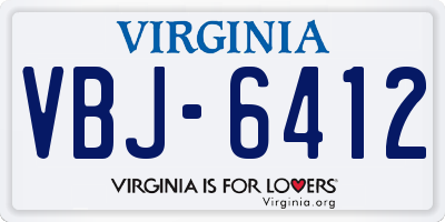 VA license plate VBJ6412