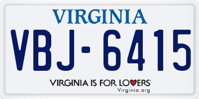 VA license plate VBJ6415