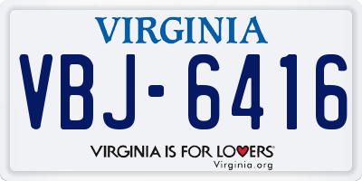 VA license plate VBJ6416