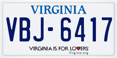 VA license plate VBJ6417