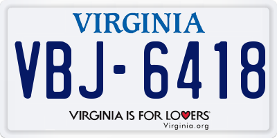 VA license plate VBJ6418