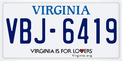 VA license plate VBJ6419