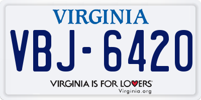 VA license plate VBJ6420