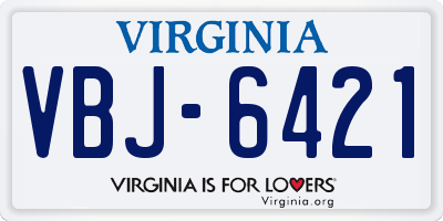 VA license plate VBJ6421