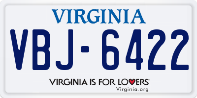 VA license plate VBJ6422