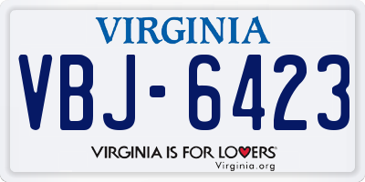 VA license plate VBJ6423