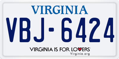 VA license plate VBJ6424