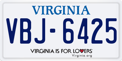 VA license plate VBJ6425