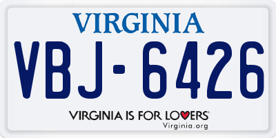 VA license plate VBJ6426