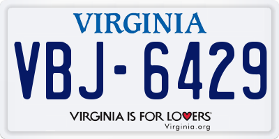 VA license plate VBJ6429