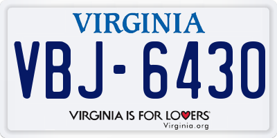 VA license plate VBJ6430
