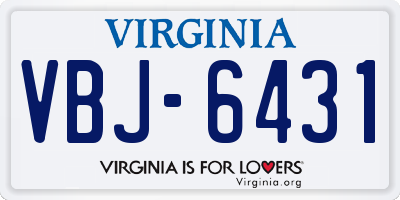 VA license plate VBJ6431