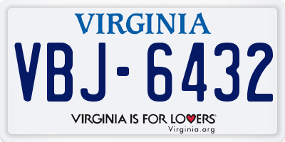 VA license plate VBJ6432
