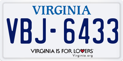 VA license plate VBJ6433