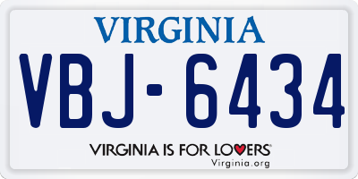VA license plate VBJ6434