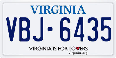 VA license plate VBJ6435